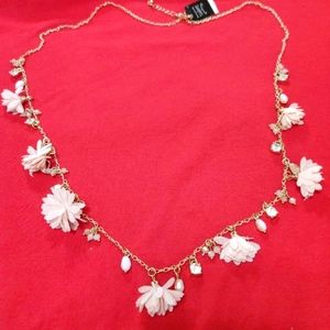 New INC pink beaded flowers necklace